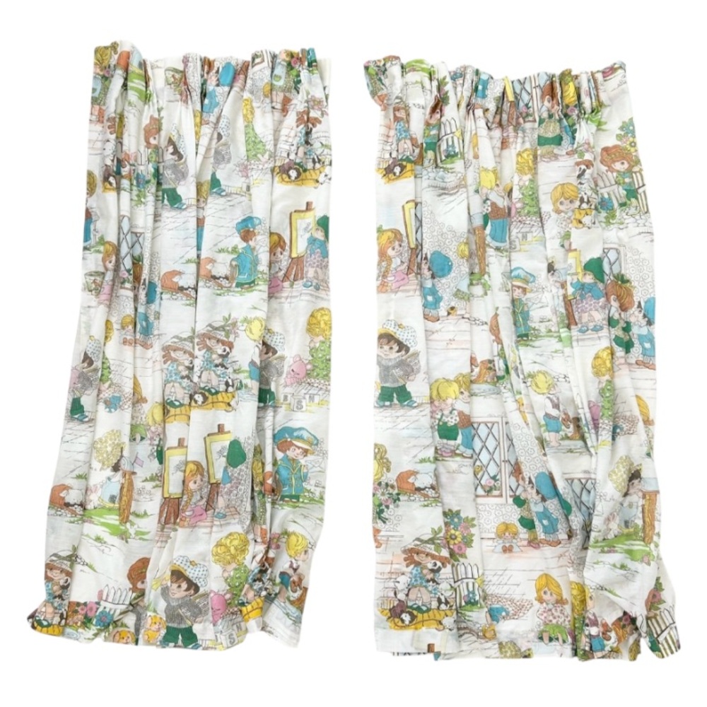 Vintage 1980’s Cabbage Patch Kids Curtains Two Panels